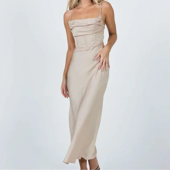 Princess Polly Cream Midi Dress - Picture 2 of 6